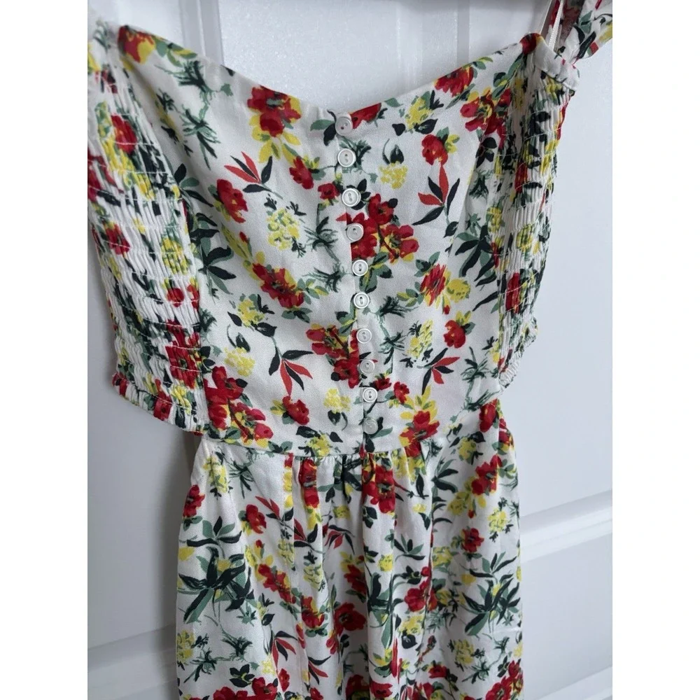 Lulus Lush Off Shoulder Floral Maxi Sundress Button Smocked Cut-Out Size M - Picture 6 of 9